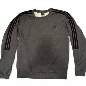 Adidas Crewneck Sweatshirt Grey Black Stripes Men’s Size M